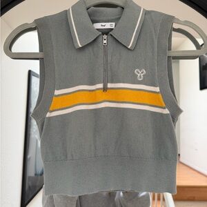 TNA Pale Blue/Gray Zip Collar Polo